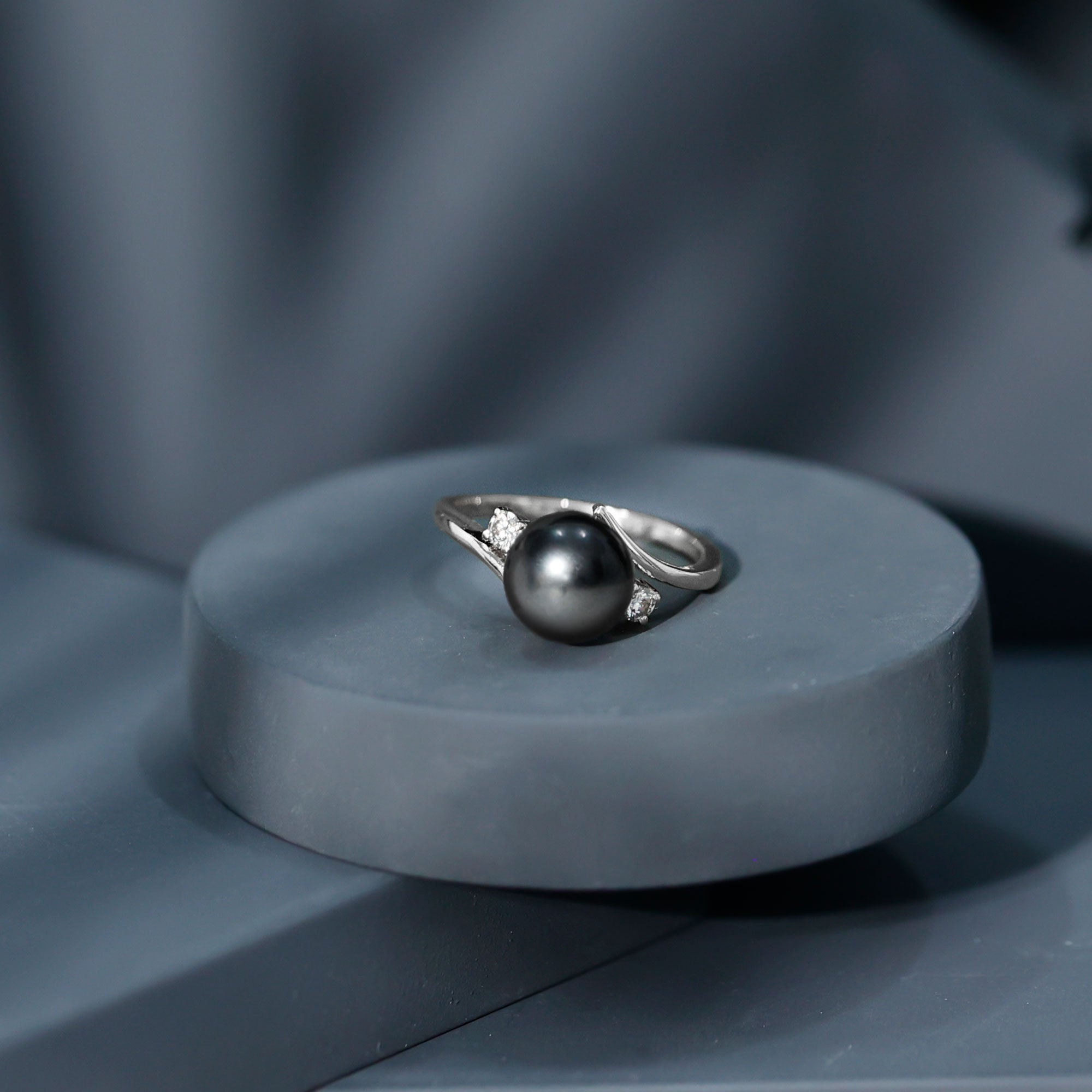 Arisha Jewels-Tahitian Pearl Bypass Engagement Ring with Diamond