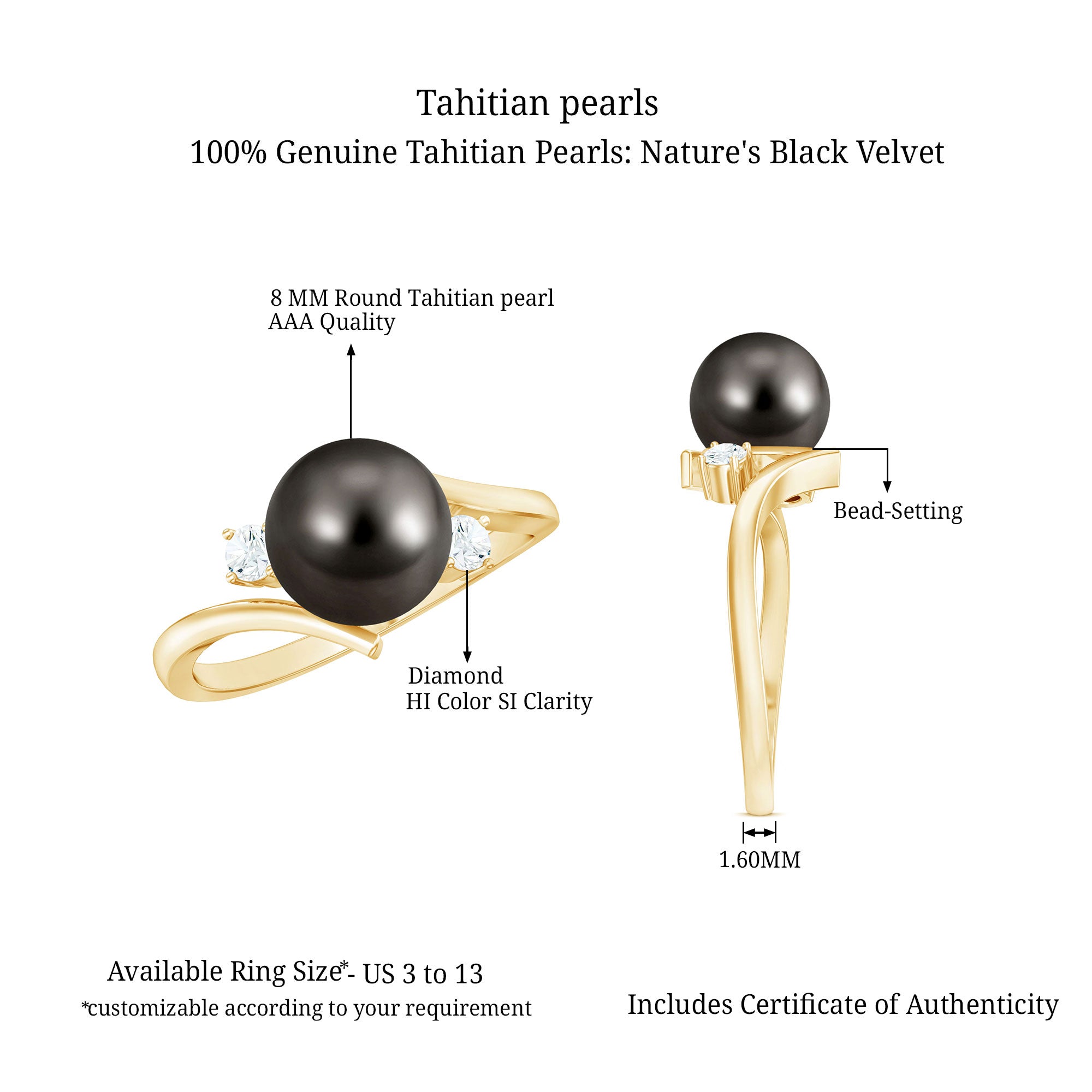 Arisha Jewels-Tahitian Pearl Bypass Engagement Ring with Diamond