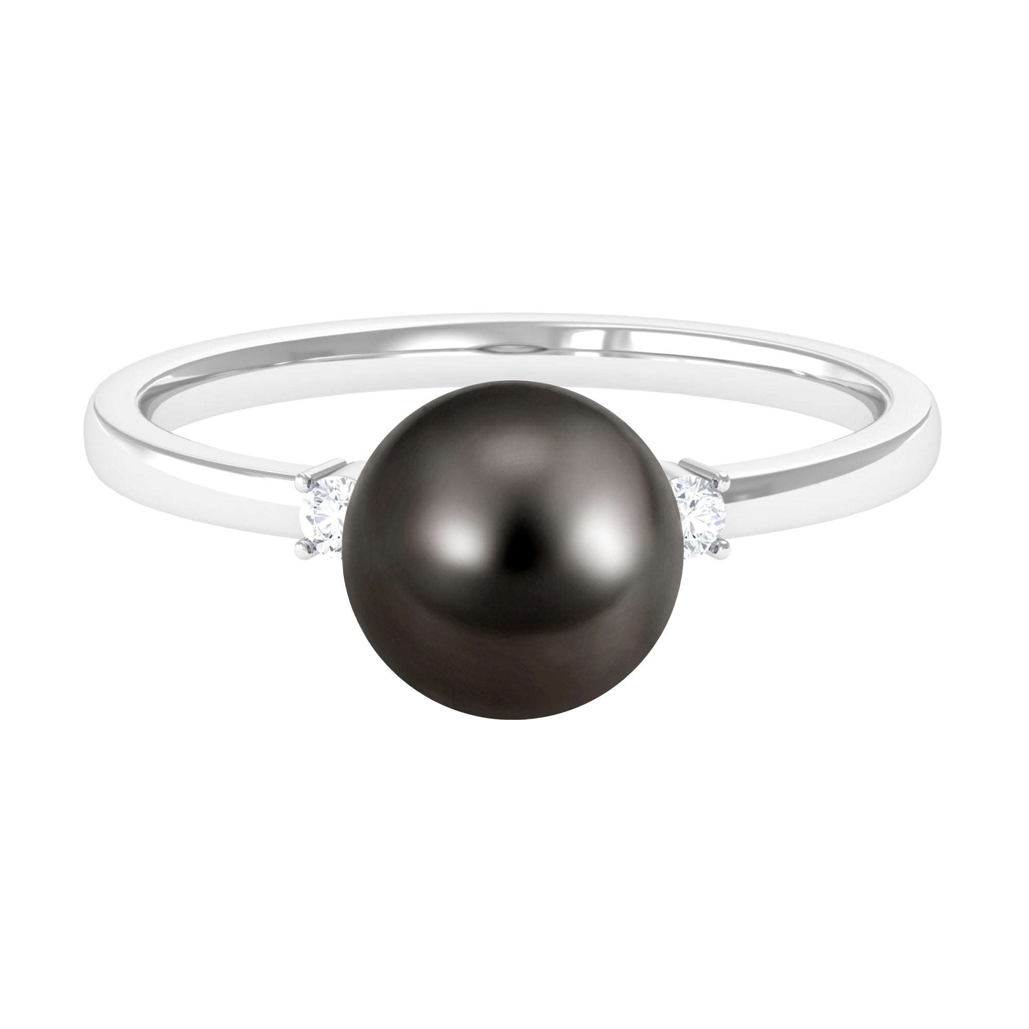 Arisha Jewels-Minimal Tahitian Pearl Solitaire Promise Ring