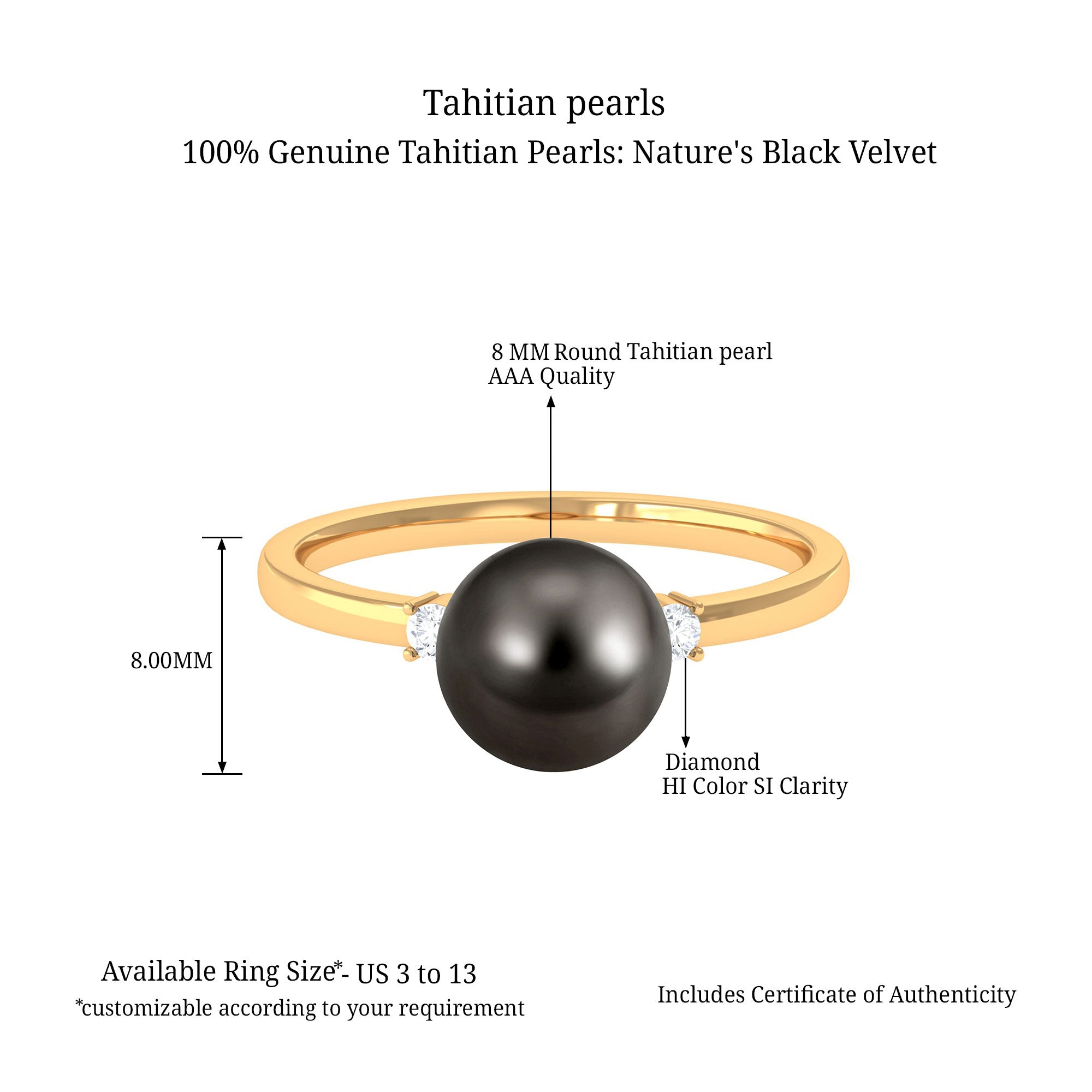 Arisha Jewels-Minimal Tahitian Pearl Solitaire Promise Ring