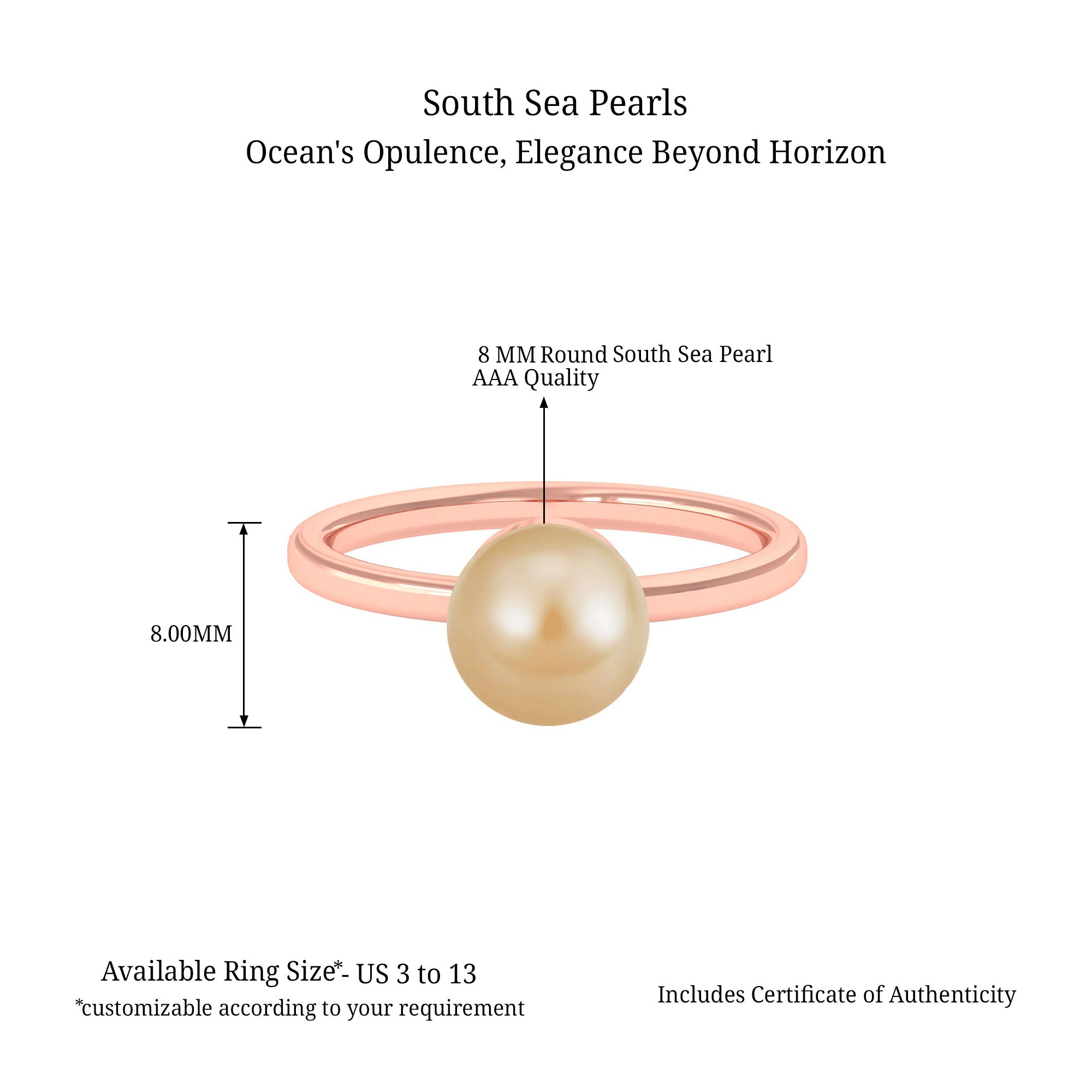 Arisha Jewels-Minimal Round South Sea Pearl Solitaire Ring