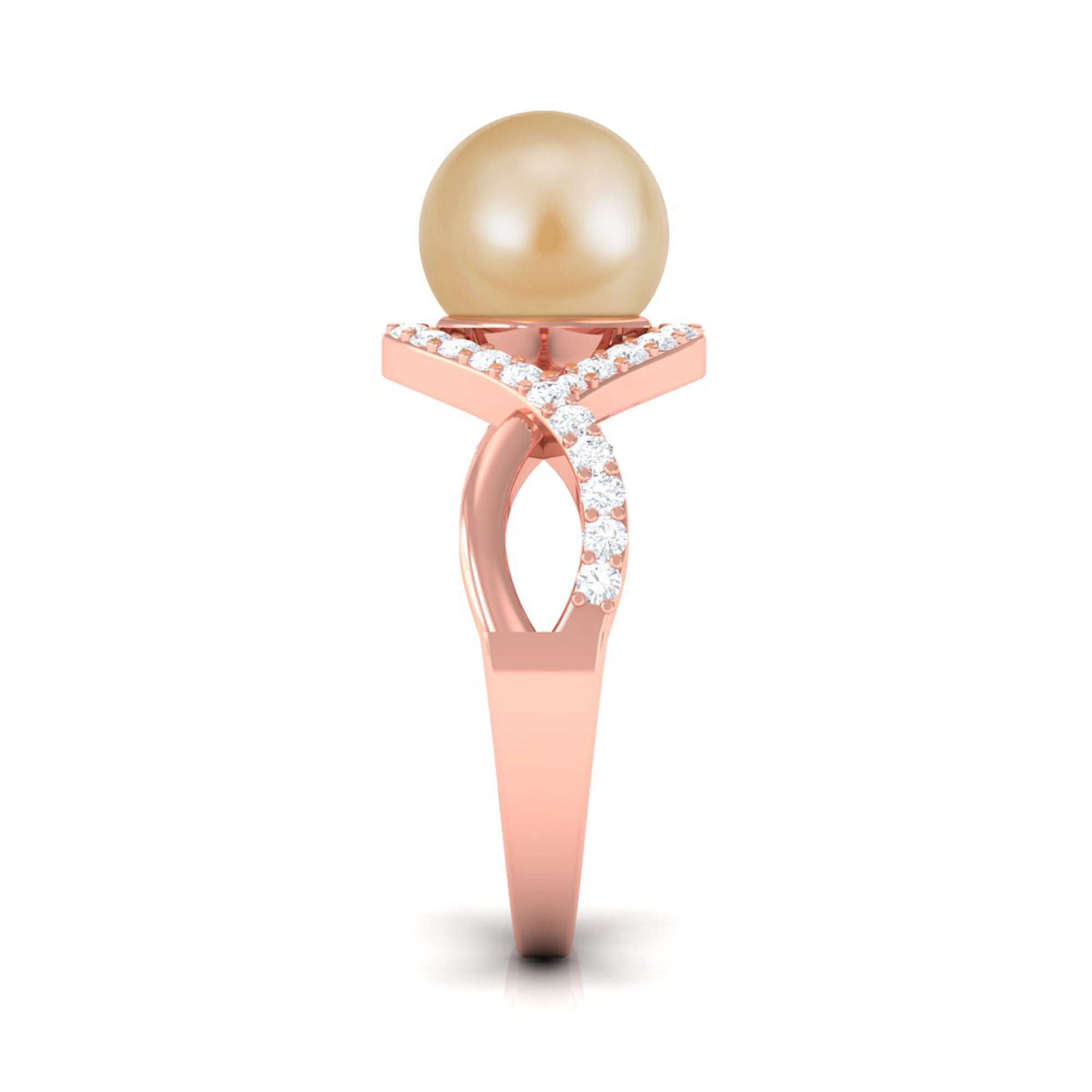 Arisha Jewels-Statement South Sea Pearl Crossover Ring with Diamond