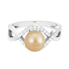 Arisha Jewels-Statement South Sea Pearl Crossover Ring with Diamond