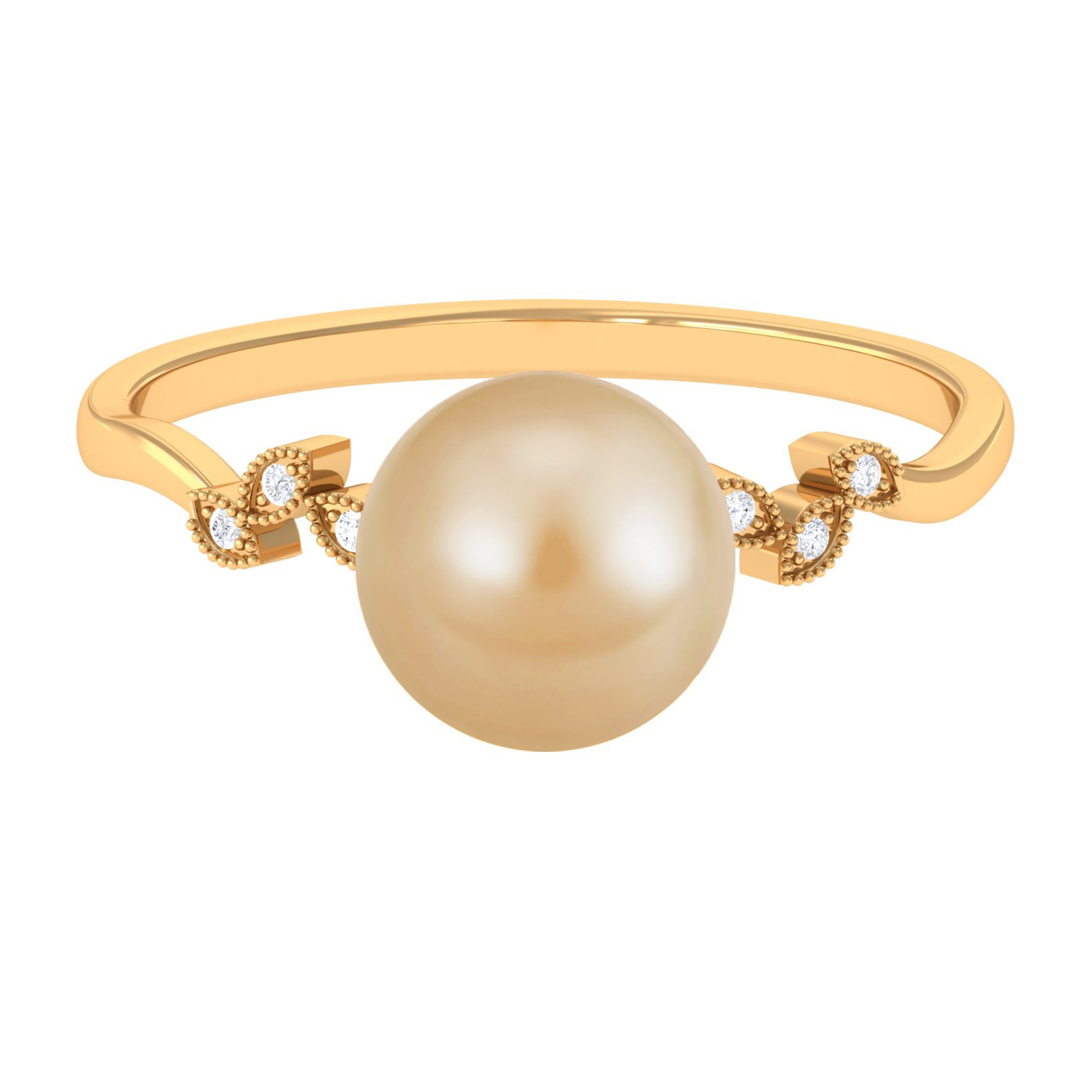 Arisha Jewels-Nature Inspired South Sea Pearl Solitaire Ring with Diamond