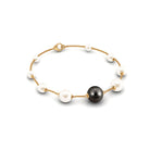 Black and White Pearl Station Chain Bracelet Tahitian pearl-AAAA Quality - Arisha Jewels