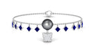 Tahitian Pearl Butterfly Charm Bracelet with Sapphire and Diamond Tahitian pearl-AAAA Quality - Arisha Jewels