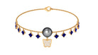 Tahitian Pearl Butterfly Charm Bracelet with Sapphire and Diamond Tahitian pearl-AAAA Quality - Arisha Jewels