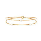White Freshwater Pearl Double Chain Bracelet Freshwater Pearl-AAAA Quality - Arisha Jewels