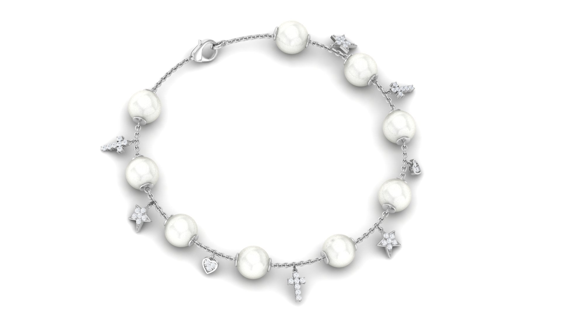 Freshwater White Pearl Bracelet with Charms Freshwater Pearl-AAAA Quality - Arisha Jewels