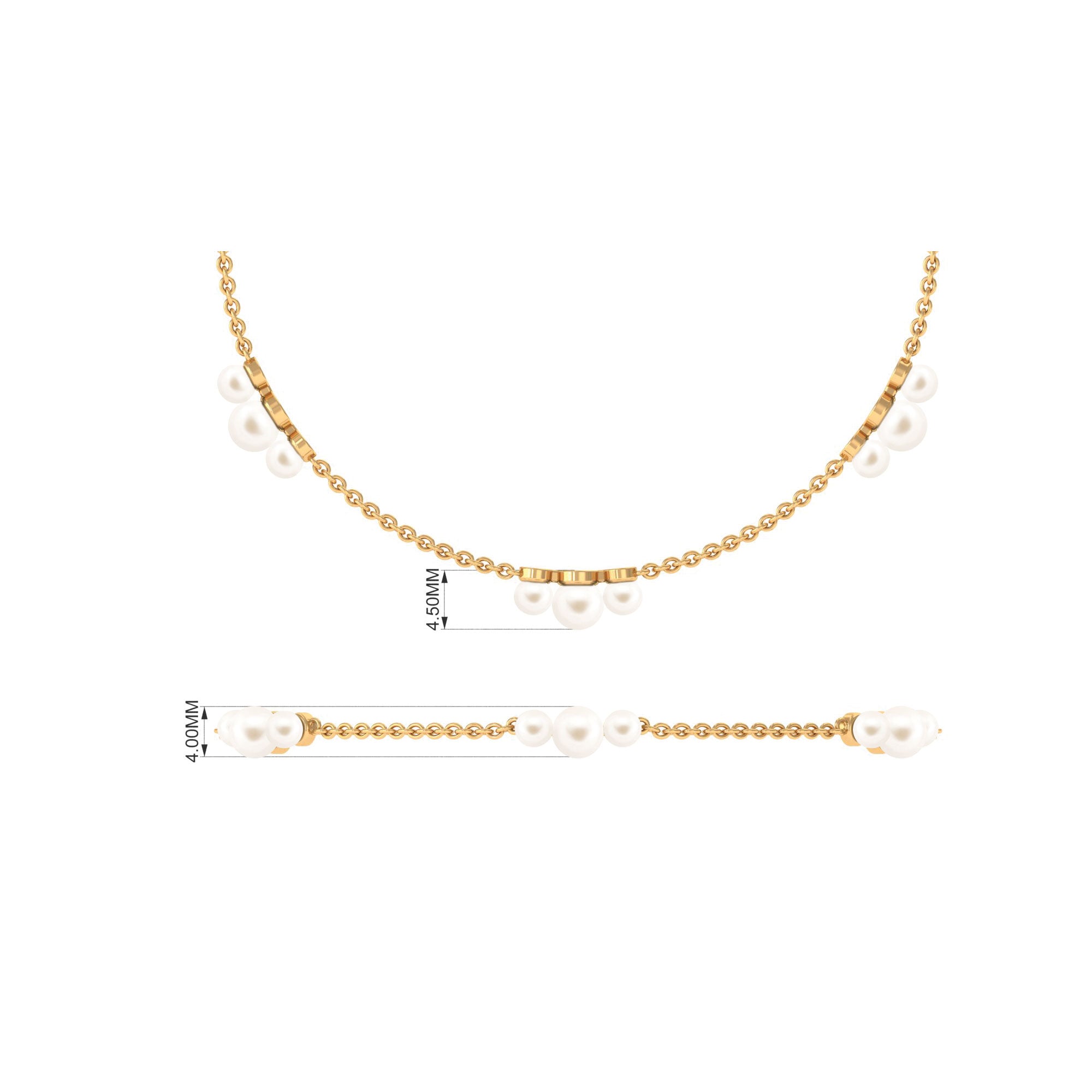 White Freshwater Pearl Station Chain Bracelet Freshwater Pearl-AAAA Quality - Arisha Jewels