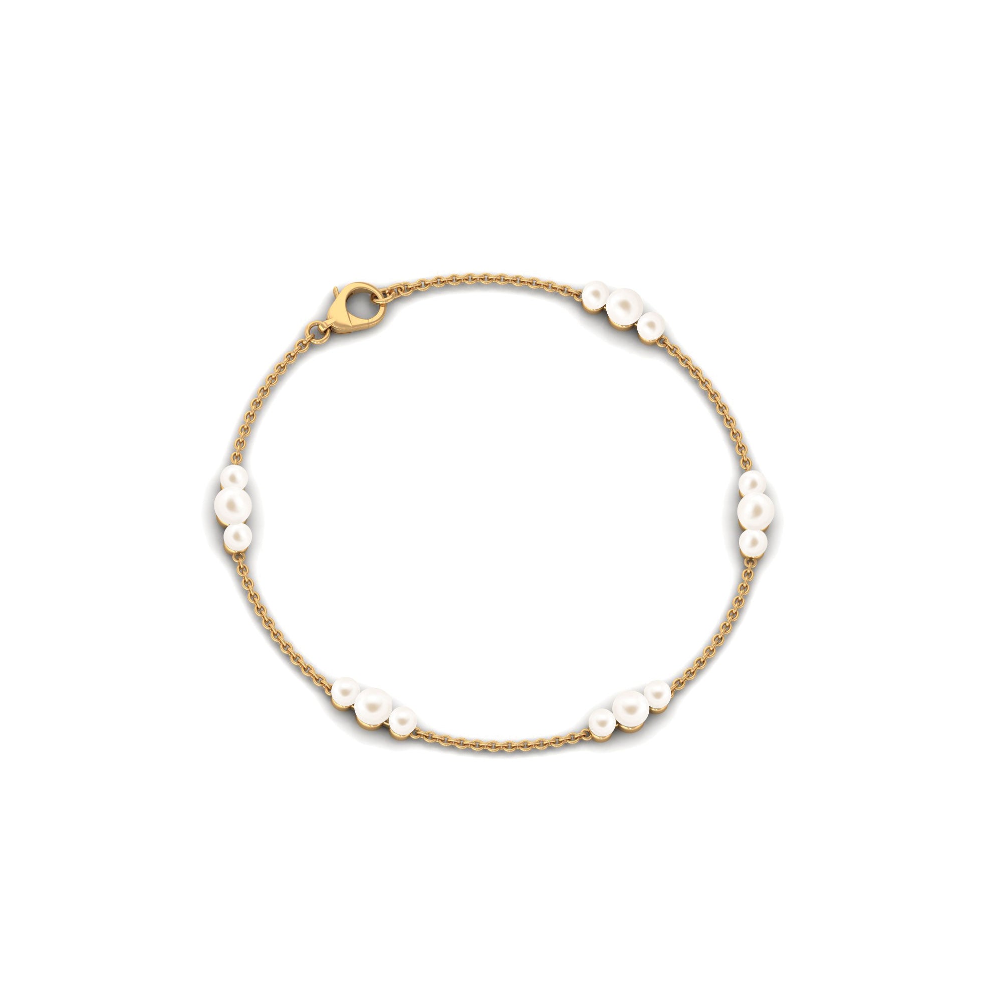 White Freshwater Pearl Station Chain Bracelet Freshwater Pearl-AAAA Quality - Arisha Jewels