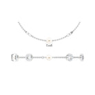 Minimal Freshwater Pearl Station Chain Bracelet with Diamond Freshwater Pearl-AAAA Quality - Arisha Jewels