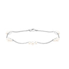 White Freshwater Pearl Station Chain Bracelet Freshwater Pearl-AAA Quality - Arisha Jewels