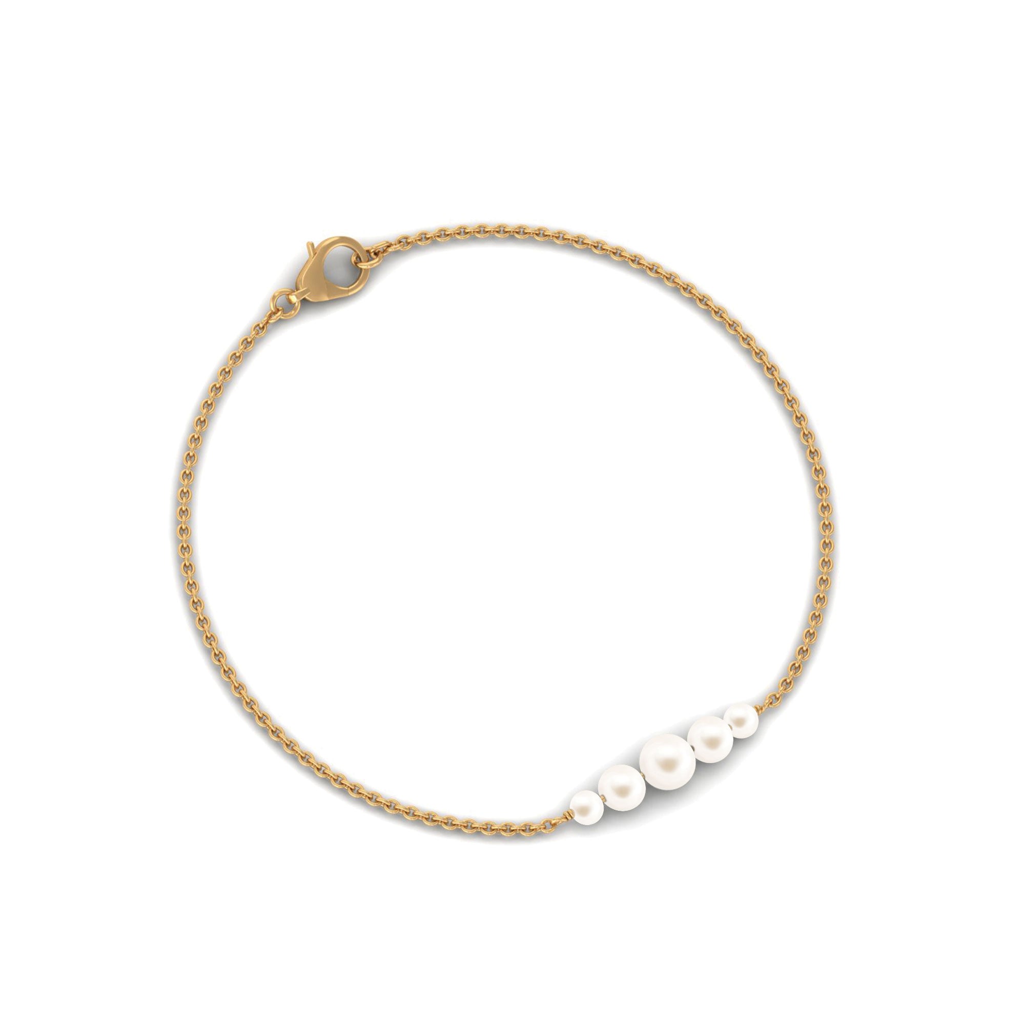 Graduated Style Freshwater Pearl Chain Bracelet Freshwater Pearl-AAA Quality - Arisha Jewels