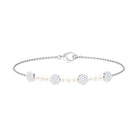 White Cultured Pearl Chain Bracelet with Diamond Freshwater Pearl-AAA Quality - Arisha Jewels