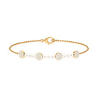 White Cultured Pearl Chain Bracelet with Diamond Freshwater Pearl-AAA Quality - Arisha Jewels