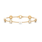 Minimal Freshwater Pearl Station Chain Bracelet with Diamond Freshwater Pearl-AAA Quality - Arisha Jewels