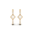 White Pearl Flower Hoop Earrings with Diamond Freshwater Pearl-AAAA Quality - Arisha Jewels