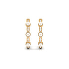 Vintage Inspired Minimal Freshwater Pearl Hoop Earrings with Diamond Freshwater Pearl-AAAA Quality - Arisha Jewels