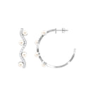 Designer Freshwater Pearl Half Hoop Earrings with Diamond Freshwater Pearl-AAAA Quality - Arisha Jewels