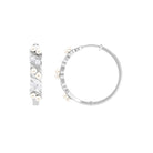 Minimal Freshwater Pearl and Diamond Hoop Earrings Freshwater Pearl-AAAA Quality - Arisha Jewels