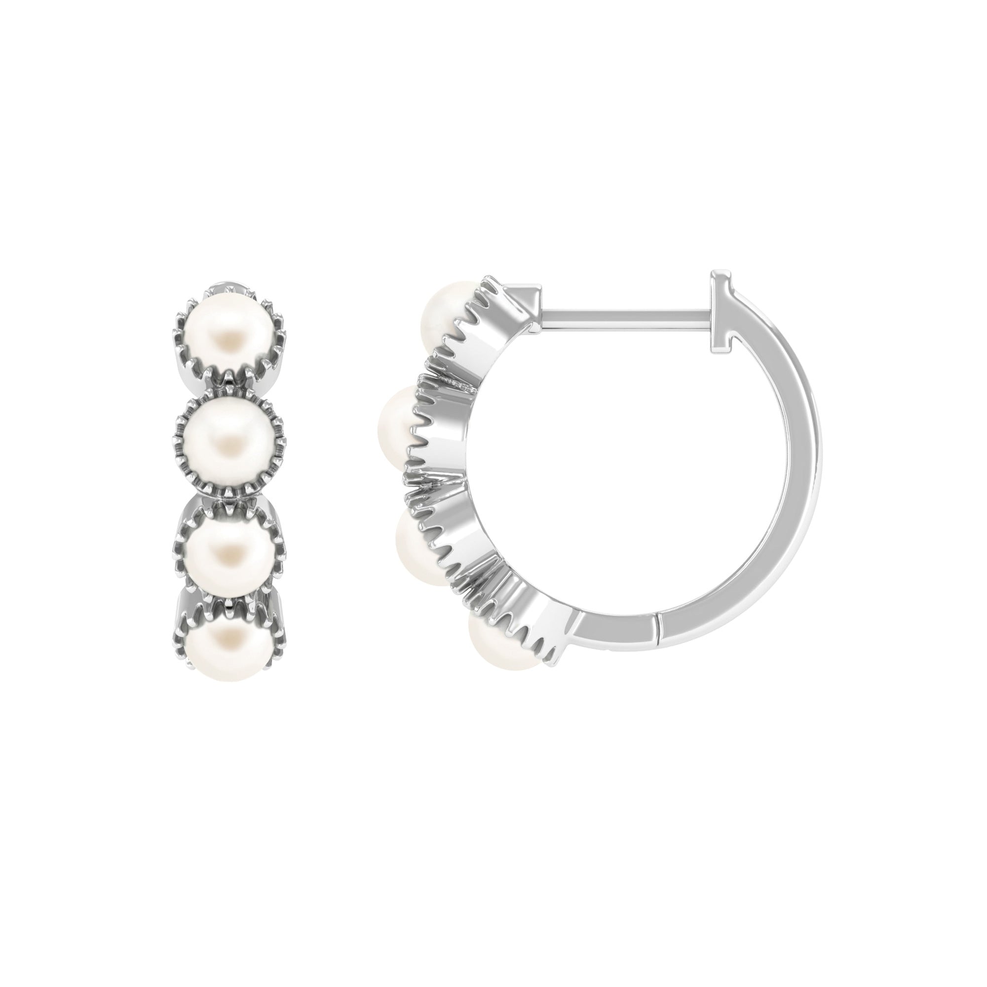 Minimal Hoop Earrings with Freshwater Pearl Freshwater Pearl-AAAA Quality - Arisha Jewels