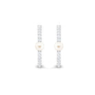 Elegant Freshwater Pearl Half Hoop Earrings with Diamond Freshwater Pearl-AAAA Quality - Arisha Jewels