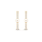 Elegant Freshwater Pearl Half Hoop Earrings with Diamond Freshwater Pearl-AAAA Quality - Arisha Jewels