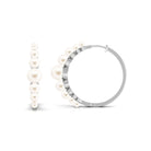 Elegant Freshwater Pearl Hoop Earrings in Graduated Style Freshwater Pearl-AAAA Quality - Arisha Jewels