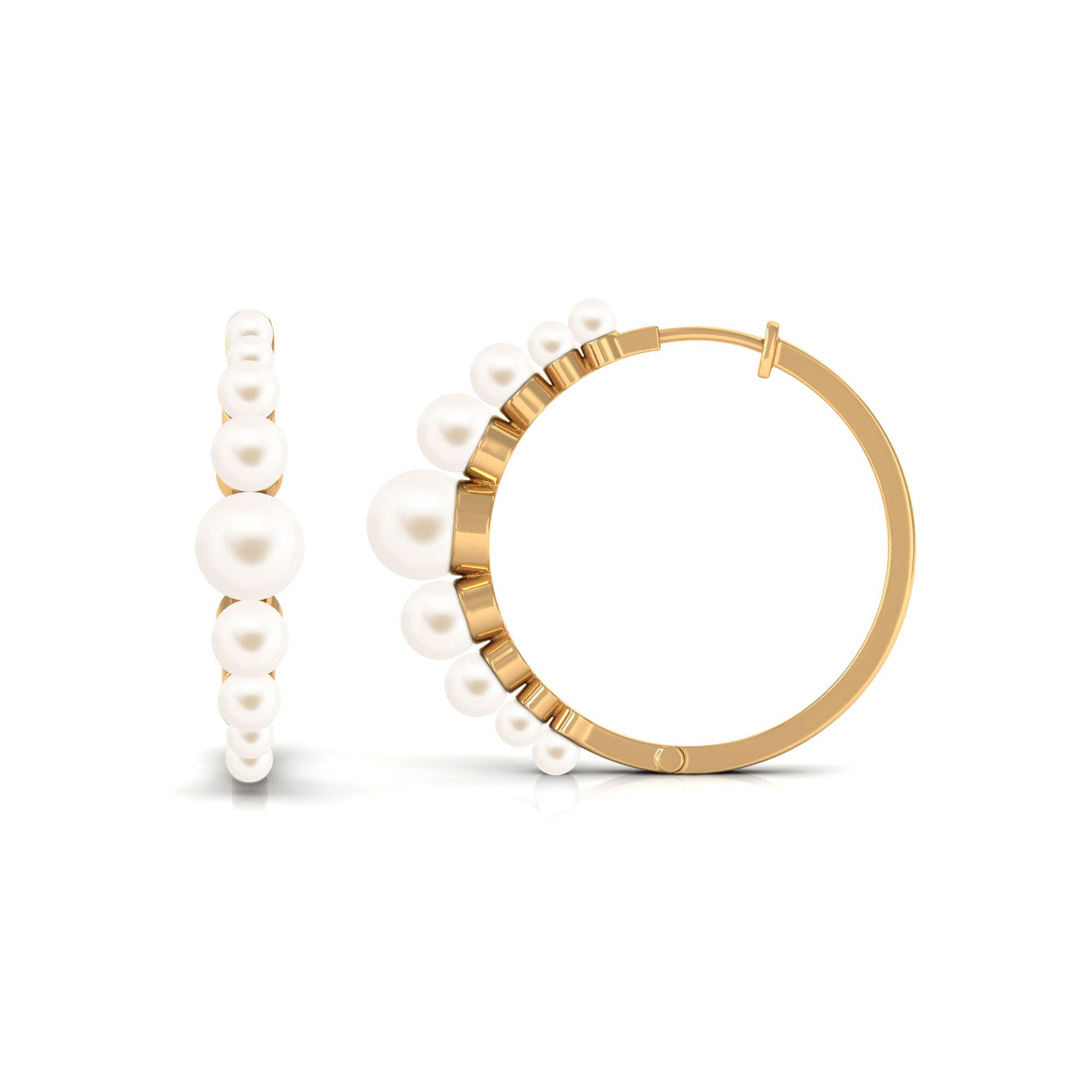 Elegant Freshwater Pearl Hoop Earrings in Graduated Style Freshwater Pearl-AAAA Quality - Arisha Jewels