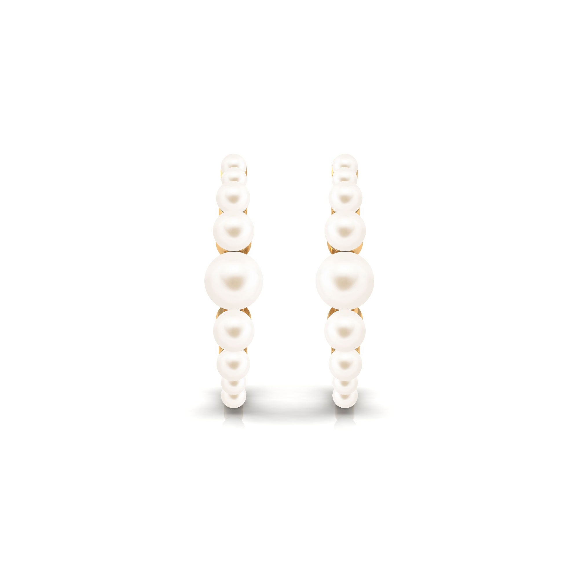 Elegant Freshwater Pearl Hoop Earrings in Graduated Style Freshwater Pearl-AAAA Quality - Arisha Jewels