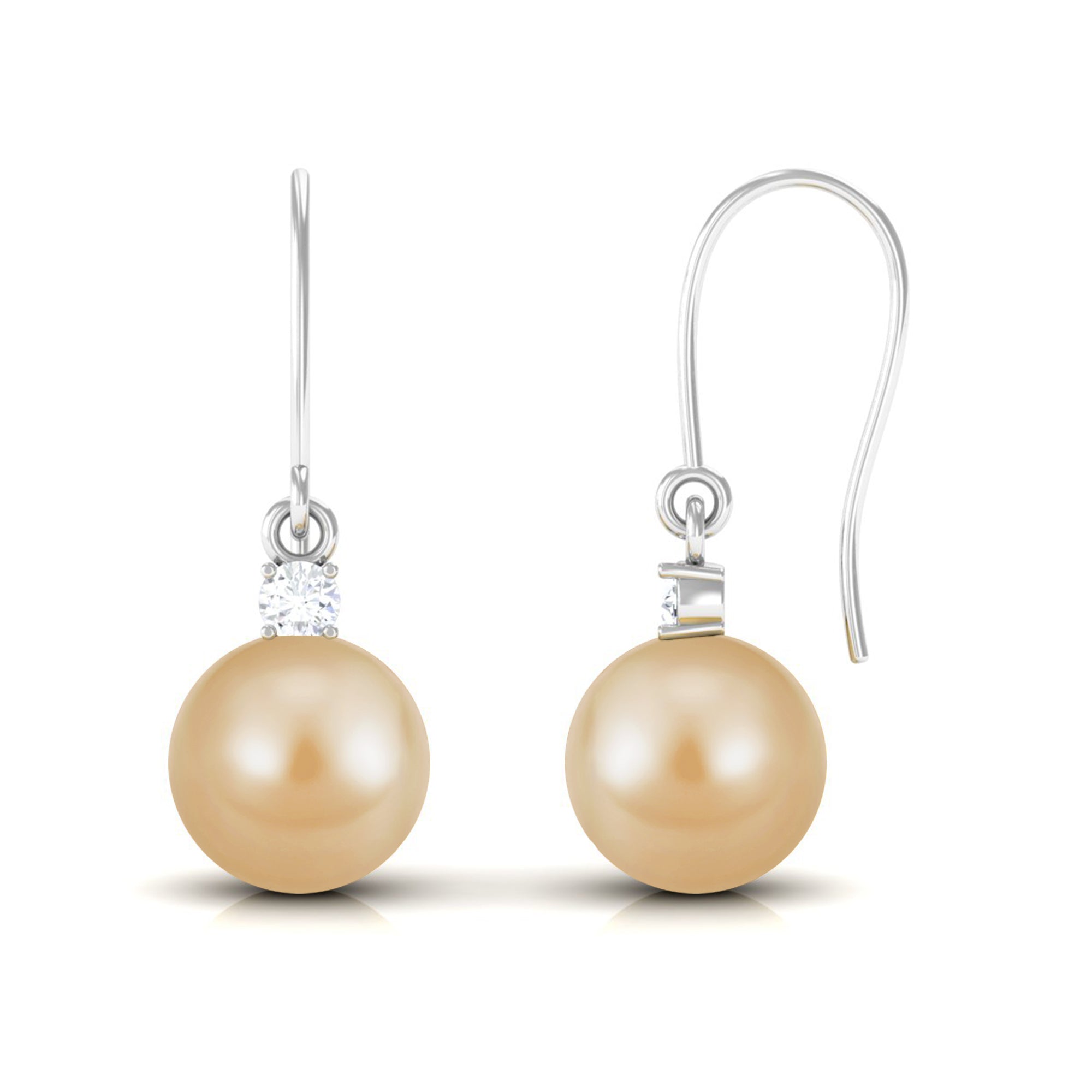 Arisha Jewels-Minimal South Sea Pearl Drop Earrings with Diamond