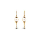 Minimal Freshwater Pearl Half Hoop Earrings with Diamond Freshwater Pearl-AAA Quality - Arisha Jewels