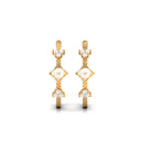 Minimal Freshwater Pearl Hoop Earrings with Diamond Freshwater Pearl-AAA Quality - Arisha Jewels