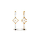 White Pearl Flower Hoop Earrings with Diamond Freshwater Pearl-AAA Quality - Arisha Jewels