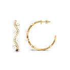 Designer Freshwater Pearl Half Hoop Earrings with Diamond Freshwater Pearl-AAA Quality - Arisha Jewels