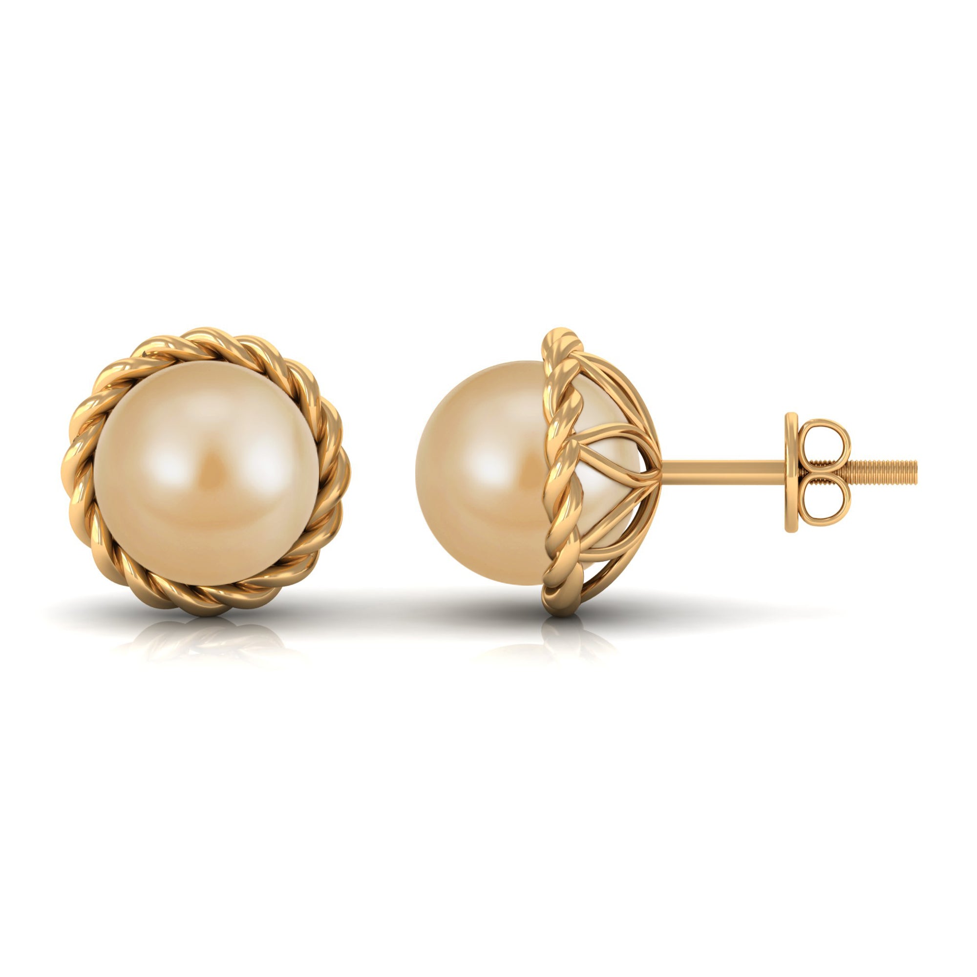 Round South Sea Pearl Solitaire Stud Earrings South Sea Pearl - ( AAA ) - Quality - Arisha Jewels