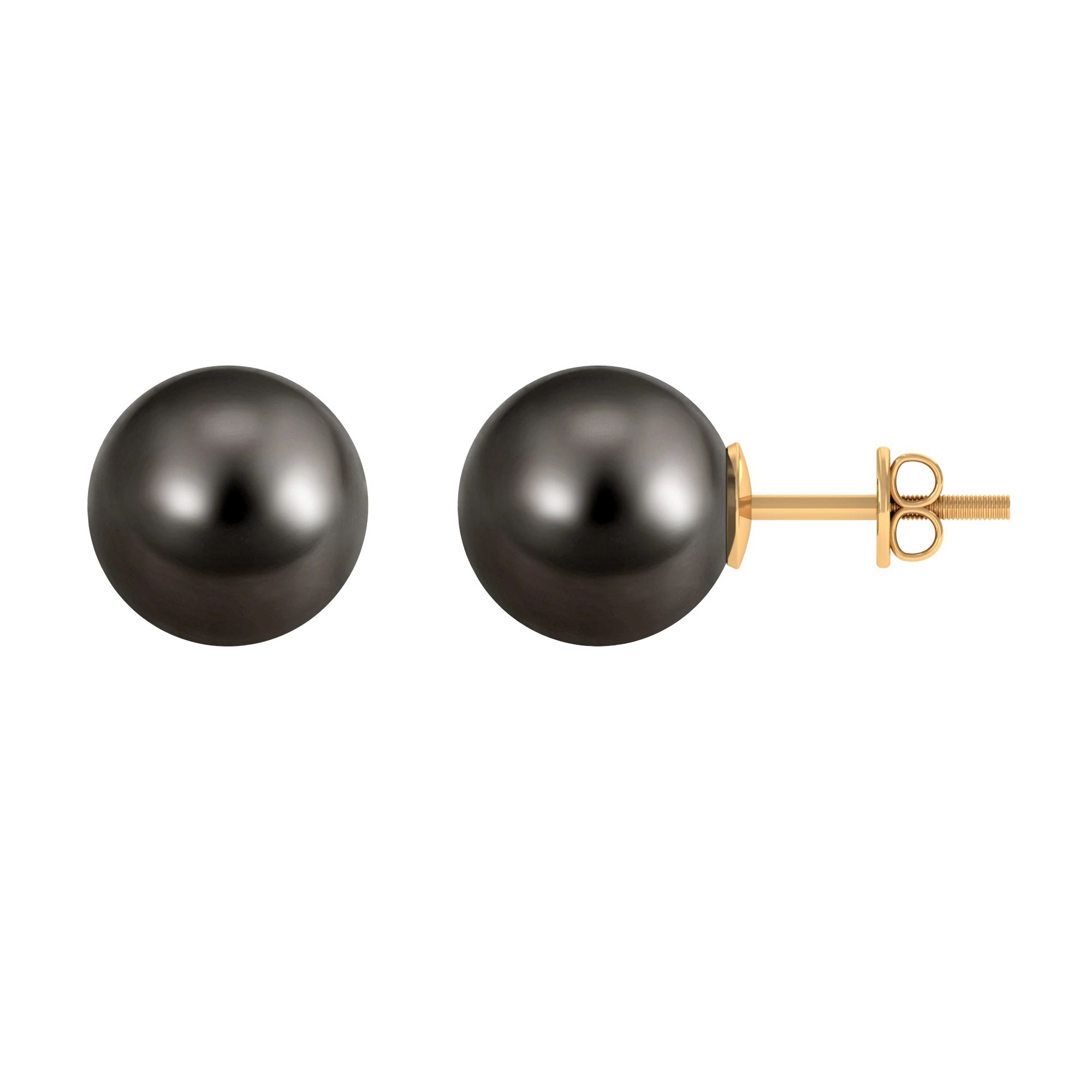 Simple Round Tahitian Pearl Solitaire Stud Earrings Tahitian pearl - ( AAA ) - Quality - Arisha Jewels