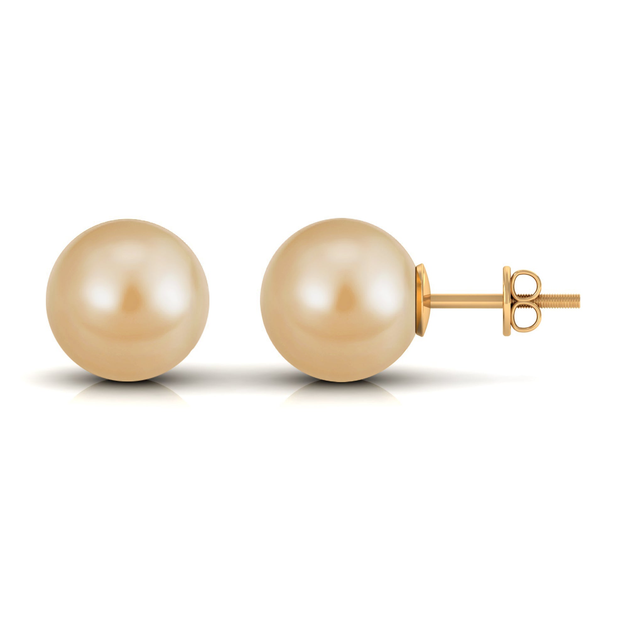 Round Solitaire South Sea Pearl Stud Earrings South Sea Pearl - ( AAA ) - Quality - Arisha Jewels