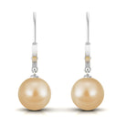 Golden South Sea Pearl Drop Earrings South Sea Pearl - ( AAA ) - Quality - Arisha Jewels