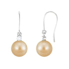 Arisha Jewels-Minimal South Sea Pearl Drop Earrings with Diamond