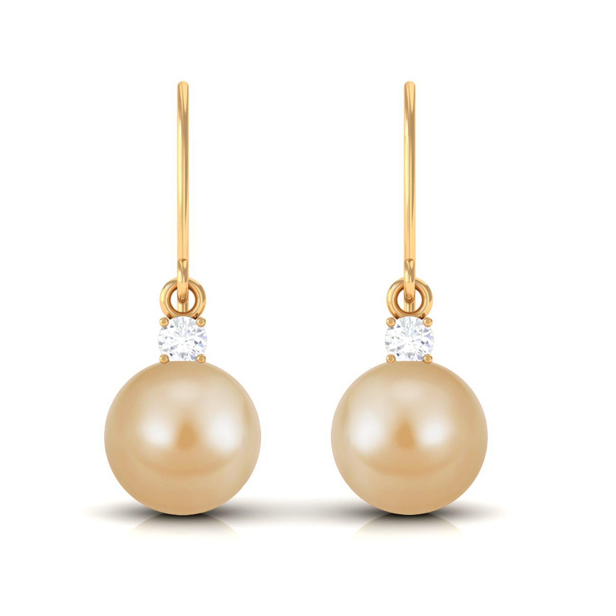 Arisha Jewels-Minimal South Sea Pearl Drop Earrings with Diamond