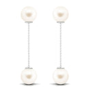 Simple Freshwater Pearl Two Stone Dangle Earrings Freshwater Pearl - ( AAA ) - Quality - Arisha Jewels