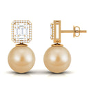 Classic South Sea Pearl Drop Earrings with Diamond South Sea Pearl - ( AAA ) - Quality - Arisha Jewels