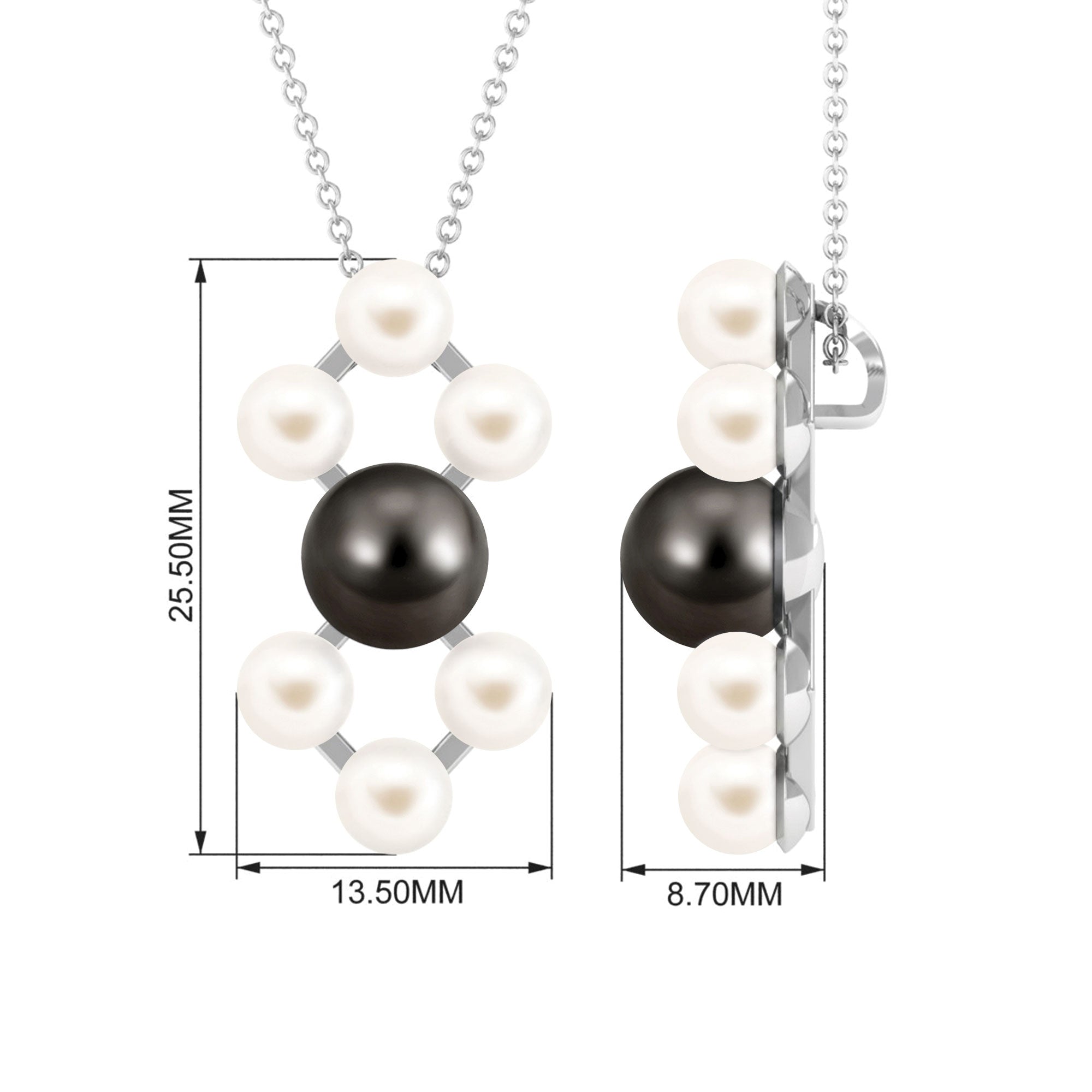 Black and White Pearl Contemporary Dangle Pendant Tahitian pearl-AAAA Quality - Arisha Jewels