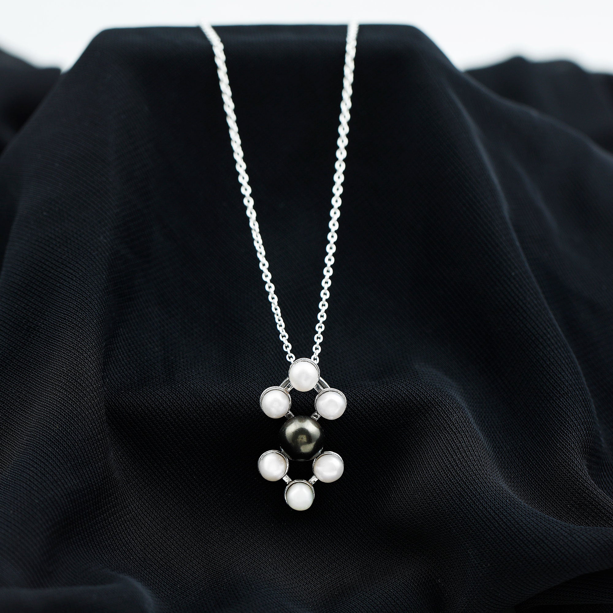 Black and White Pearl Contemporary Dangle Pendant Tahitian pearl-AAAA Quality - Arisha Jewels