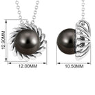 8 MM Black Pearl Solitaire Pendant in Spiral Design Tahitian pearl-AAAA Quality - Arisha Jewels