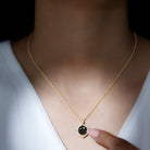 Minimal Black Pearl Pendant with Diamond Halo Tahitian pearl-AAAA Quality - Arisha Jewels