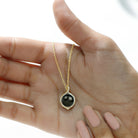 Minimal Black Pearl Pendant with Diamond Halo Tahitian pearl-AAAA Quality - Arisha Jewels