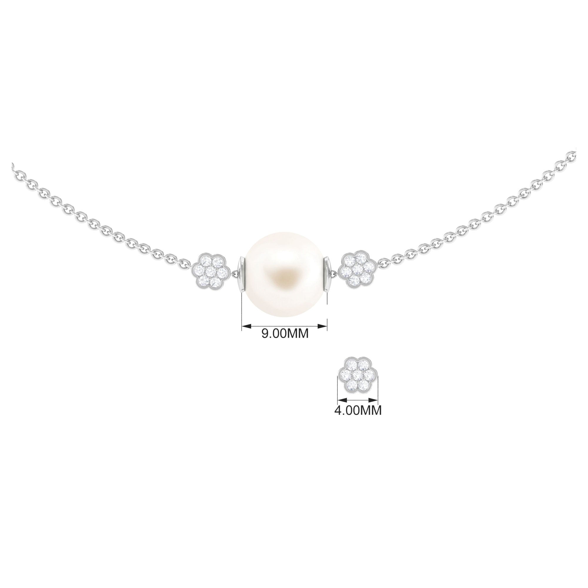 Freshwater Pearl Station Chain Necklace with Tahitian Pearl Tahitian pearl-AAAA Quality - Arisha Jewels